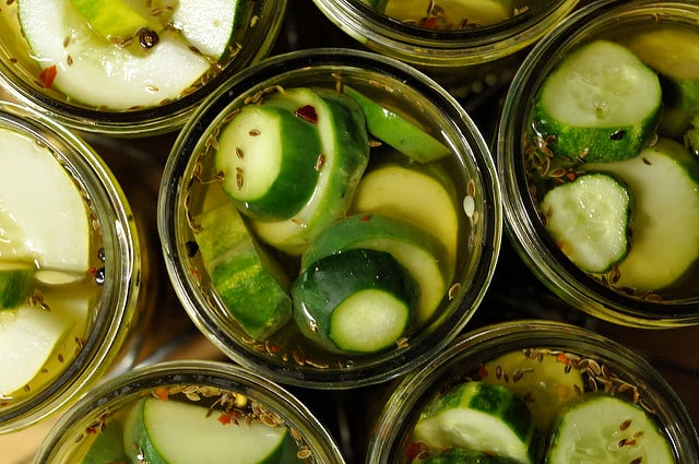 Garlic Dill Pickles Food In Jars