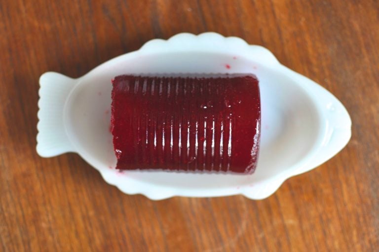 Homemade Cranberry Sauce in a Tin Can Mold Food in Jars