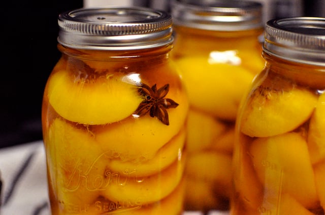 jars of canned peaches